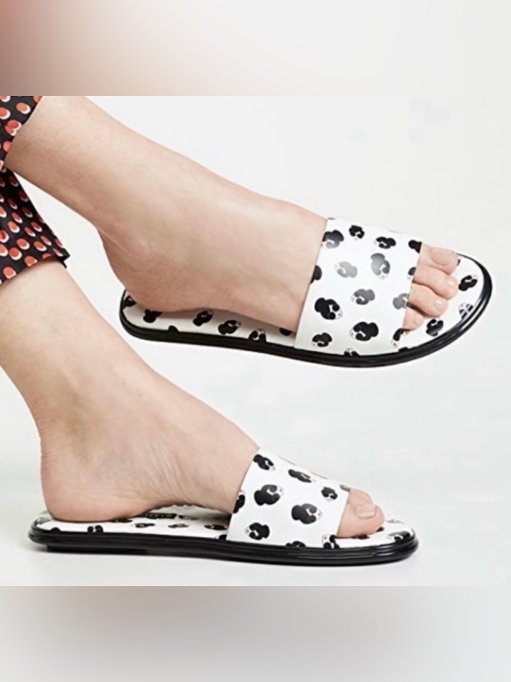 Alice + Olivia Taleen Slides in Stacey Face Mini Print Leather Size 8.5